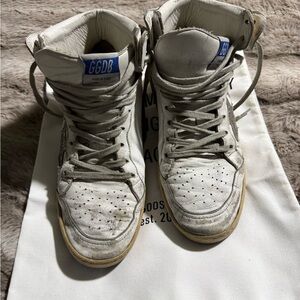 Golden Goose High-Top Sneakers in White and Gray
